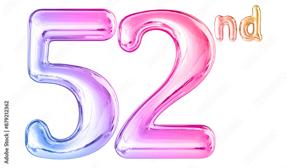52nd Anniversary Gradient Number 3D 52nd Anniversary Gradient Number 3D