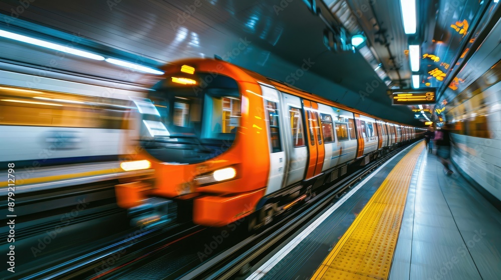 Fototapeta premium Motion blur of fast-moving train