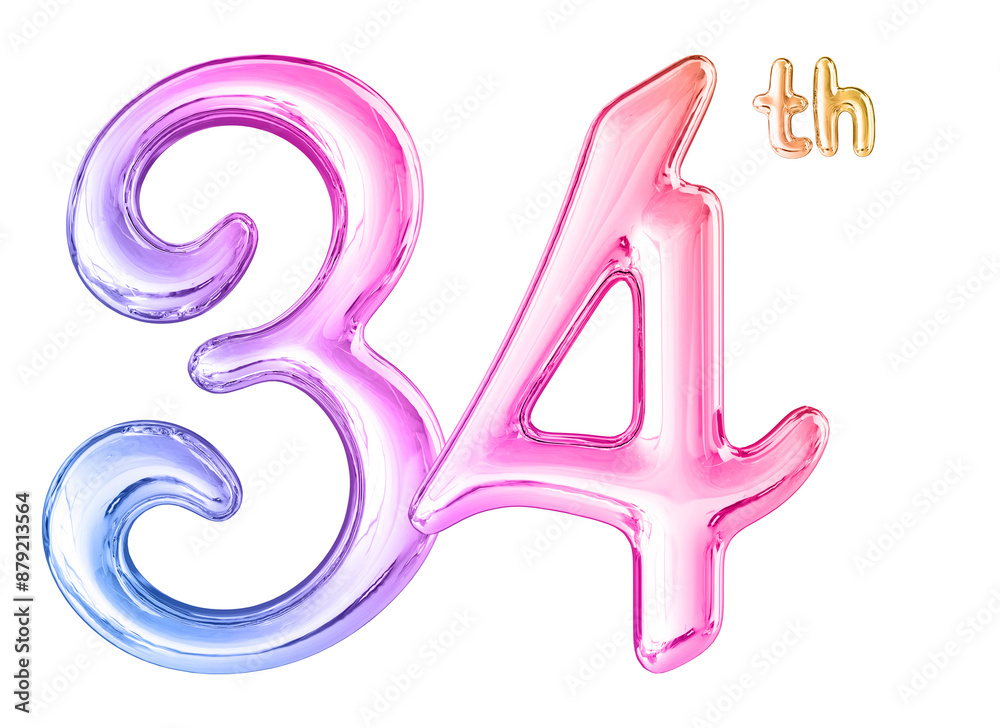 34th Anniversary Gradient Number 3D 34th Anniversary Gradient Number 3D