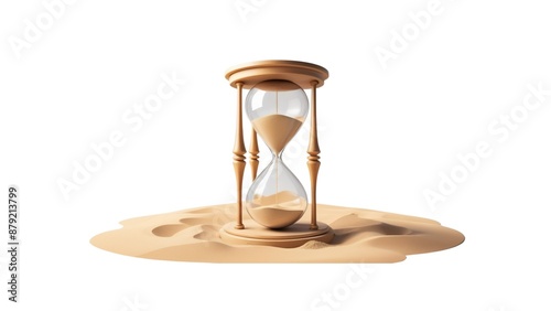 Alarm Clock and Hourglass Pictures on White Background, Capturing the Essence of Time