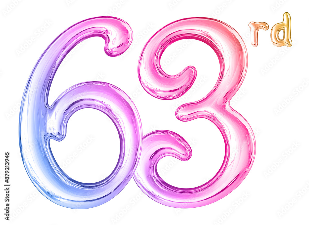 63rd Anniversary Gradient Number 3D
