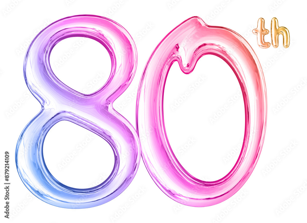 80th Anniversary Gradient Number 3D