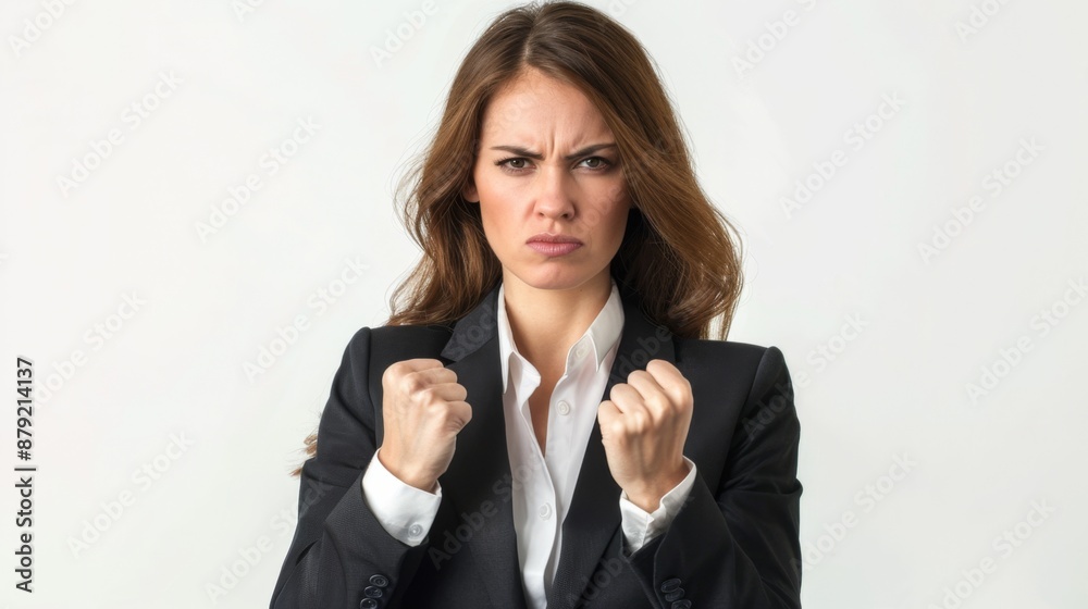Business women are ready to fight problems on white background Business women are ready to fight problems on white background