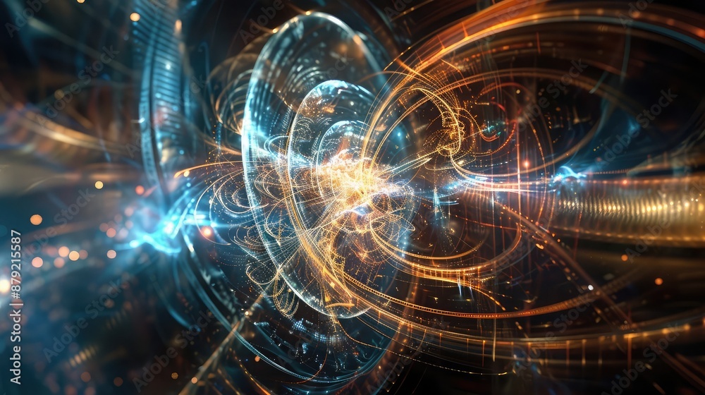 Obraz premium Abstract techno quantum entanglement concept