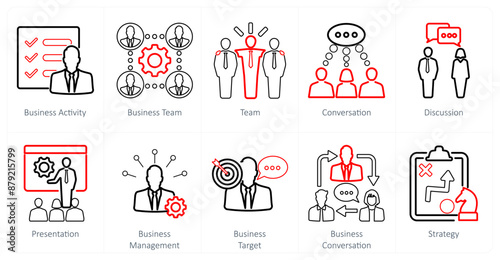 A set of 10 mix icons as business activity, business team, team