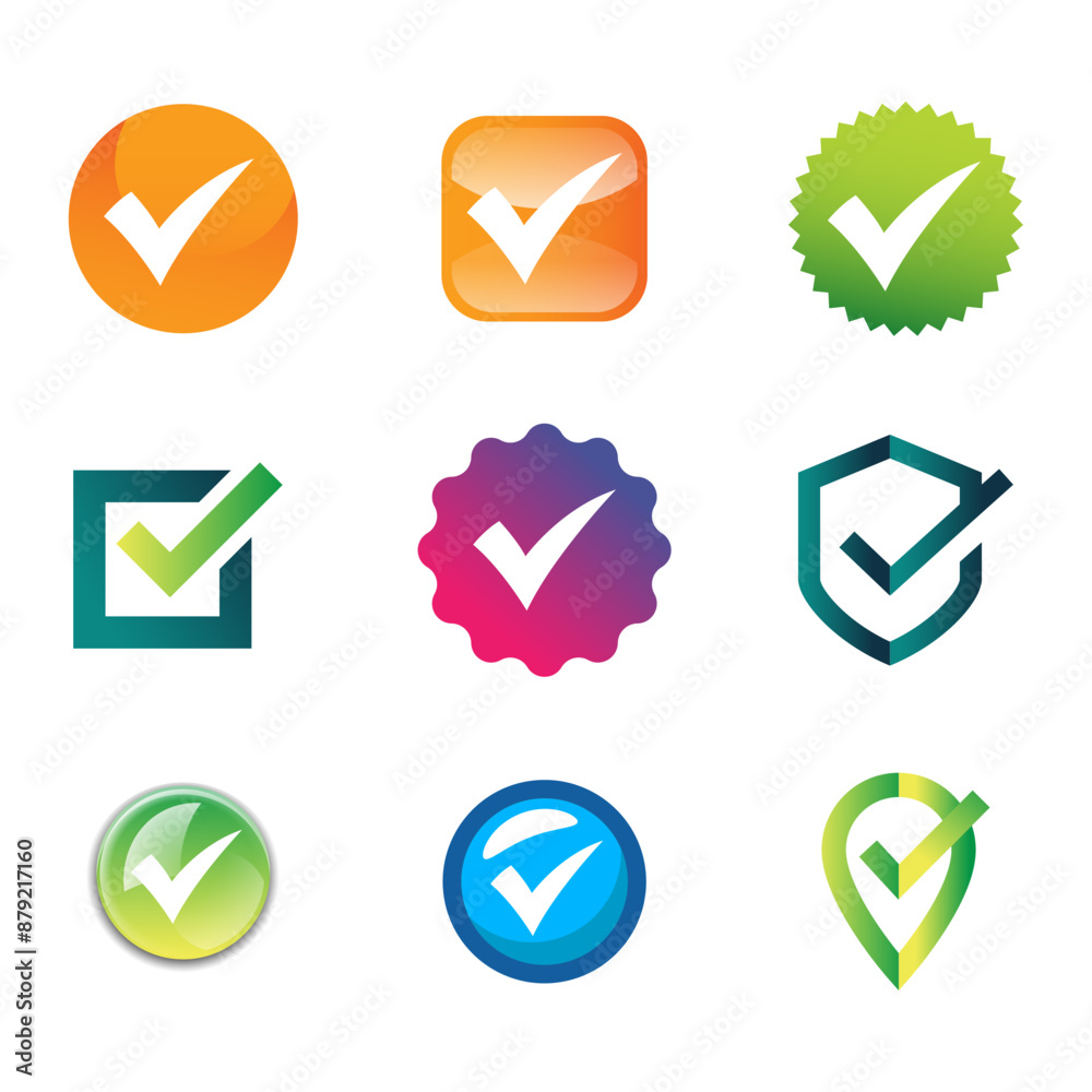 Set of Check mark vector icon logo design illustration Set of Check mark vector icon logo design illustration