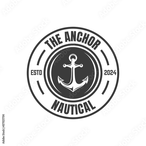 Vintage nautical anchor logo design