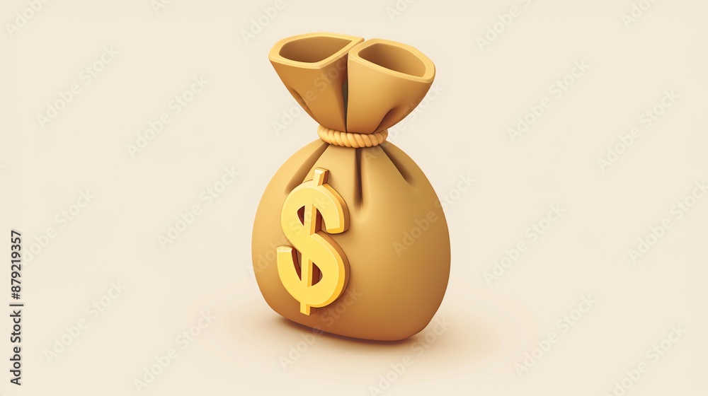 A 3D render of a money bag with a dollar sign. A 3D render of a money bag with a dollar sign.