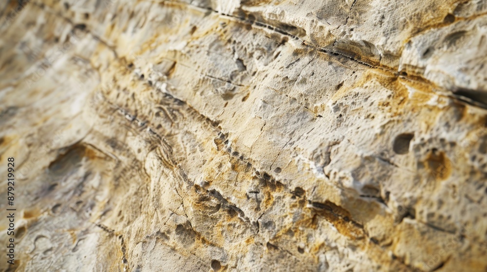 Close up of limestone surface with drill marks with focus on certain areas Close up of limestone surface with drill marks with focus on certain areas