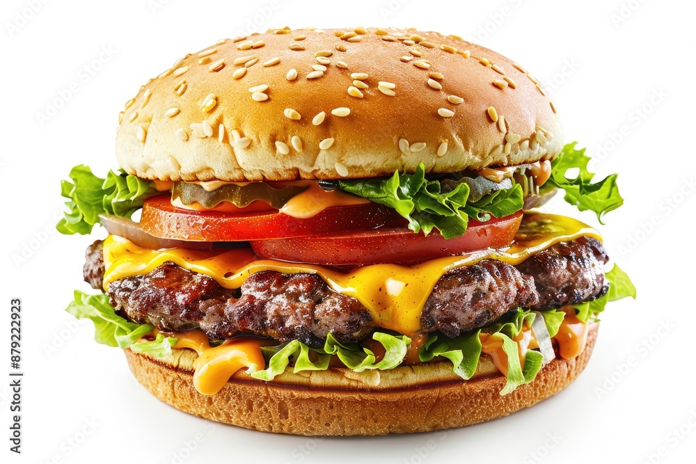 smash burger with beef grilled patty with red onion, pickles, mayonnaise, yellow cheddar cheese, crispy onions, brioche bun, on white background background smash burger with beef grilled patty with red onion, pickles, mayonnaise, yellow cheddar cheese, crispy onions, brioche bun, on white background background
