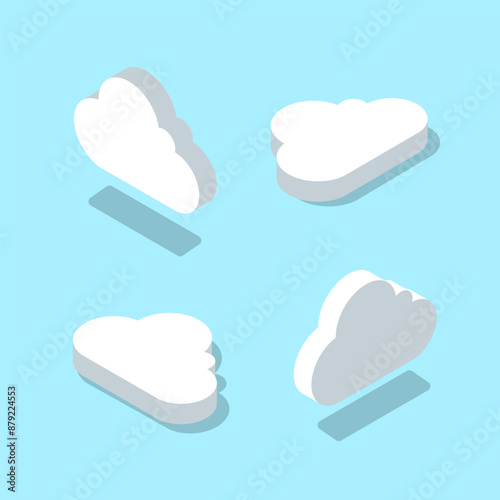 Isometric cloud icon set. Data storage concept. Cloud technology vector illustration