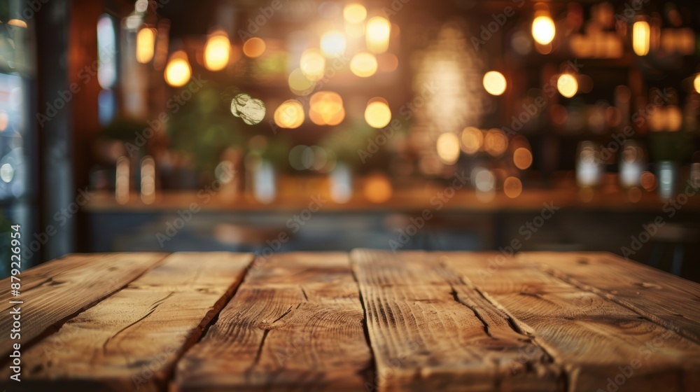 Wooden board empty table background, abstract blurred cafe background Wooden board empty table background, abstract blurred cafe background