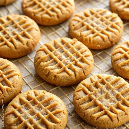 Peanut Butter Cookies Soft and chewy peanut butter cookies with a crisscross pattern on top.