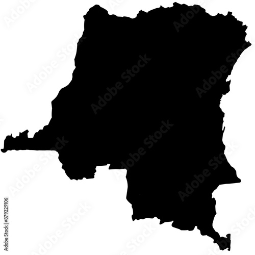 democratic republic of the congo map silhouette on transparent background