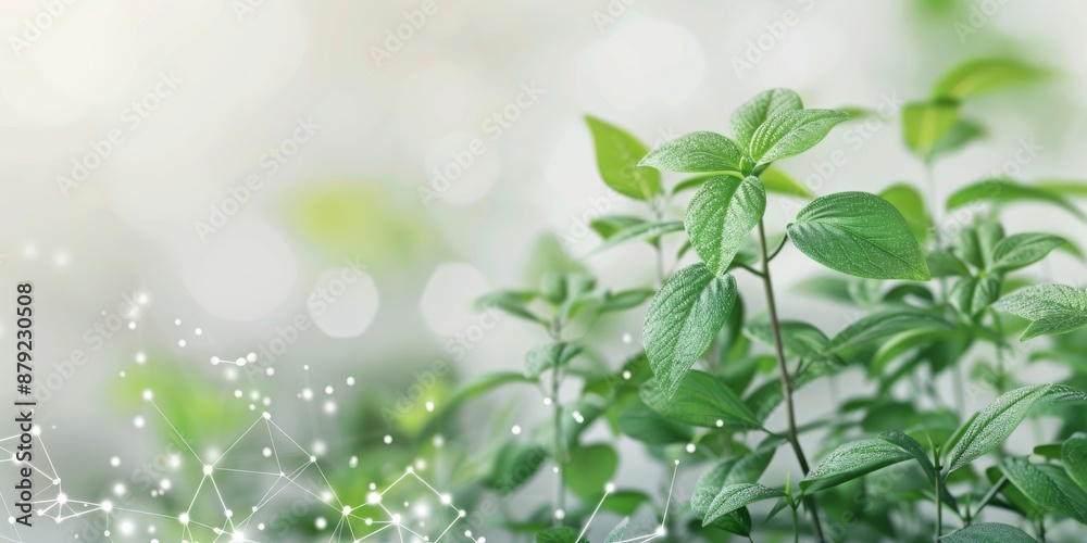 Lush 3D Doodle Green Plants Background with Copy Space for Text | Vibrant Foliage Backdrop Design