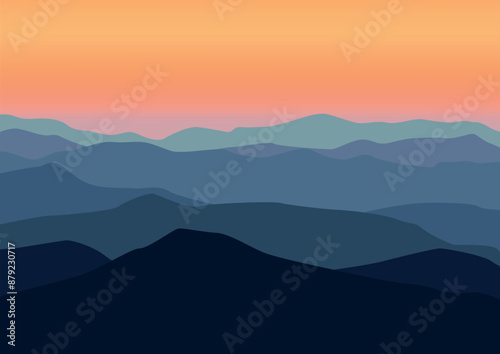 nature landscape mountains when sunset or sunrise illustration