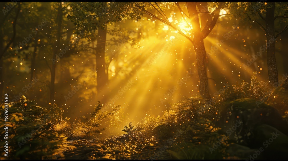 Fototapeta premium Glowing sunset casting warm light on mountains