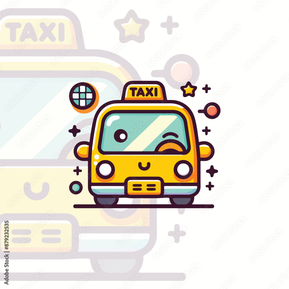 Cute Minimalist Taxi Character Logo Design Cute Minimalist Taxi Character Logo Design