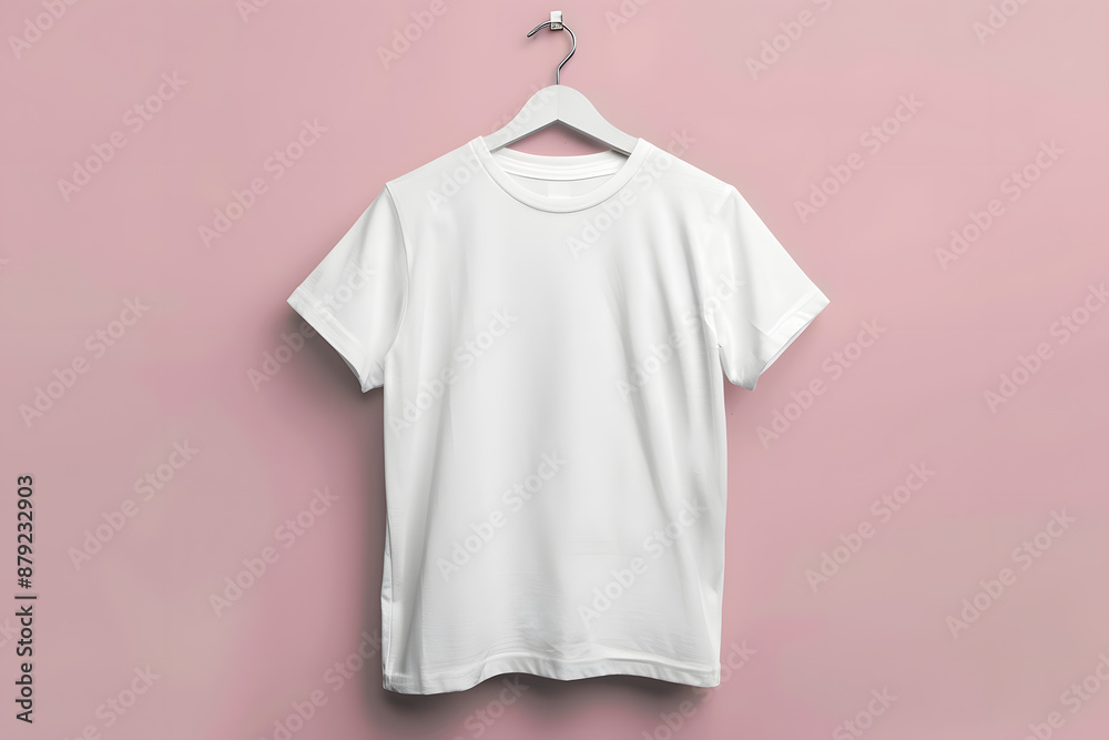 White t-shirt for kid on a hanger mockup isolated on white background White t-shirt for kid on a hanger mockup isolated on white background