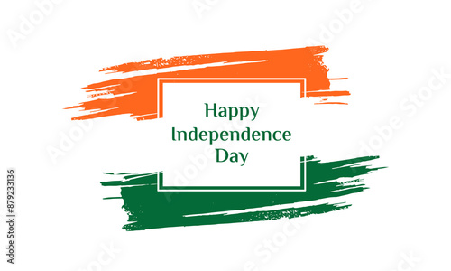Happy Independence Day in India. Tri color national flag brush stroke. Vector illustration