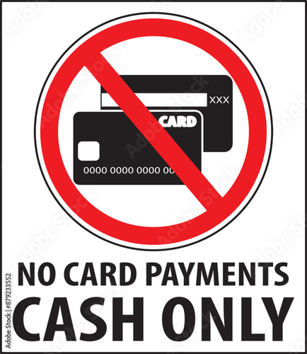 No card payments cash only sign vector.eps