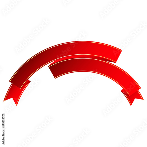 фотографія Double semicircular red and gold stripe ribbon