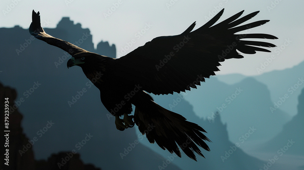 Obraz premium Aerial Grace: Eagle's Triumph over the Peaks