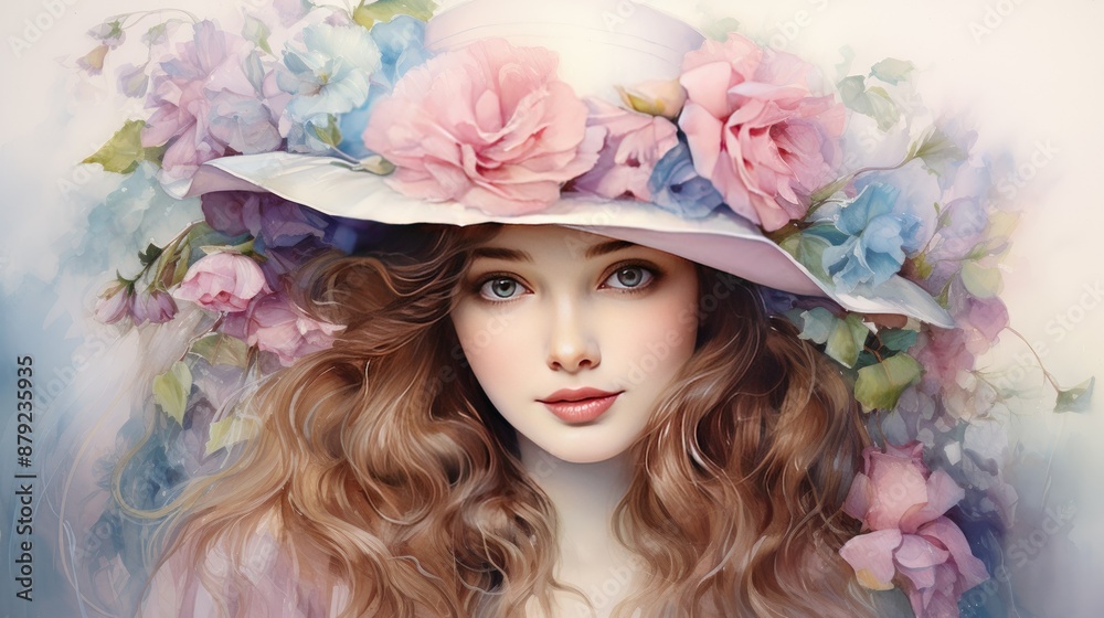 portrait of a woman with flowers portrait of a woman with flowers