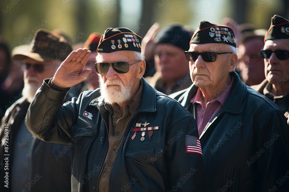 Elderly veterans of the US Army in full dress uniform with awards salute the fallen servicemen and comrades. Veterans Day Elderly veterans of the US Army in full dress uniform with awards salute the fallen servicemen and comrades. Veterans Day