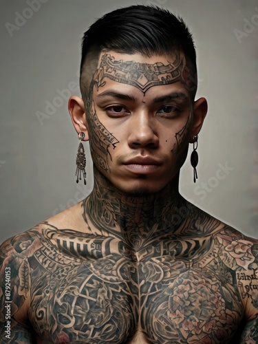 Man with a Tattoo on his Face