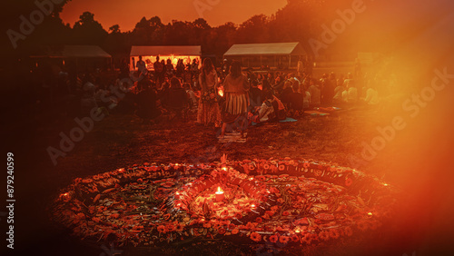 Fototapeta Naklejka Na Ścianę i Meble -  Natural festival with beautiful mandala with flowers and fruits, ceremony of earth.
