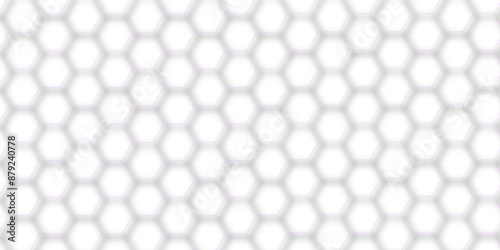 metal grid background. Black and white honey hexagonal cells seamless texture. Abstract hexagon line in grey modern luxury futuristic background vector illustration.