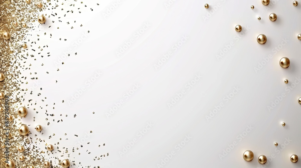 Fototapeta premium A pile of gold glitter scattered on a white background