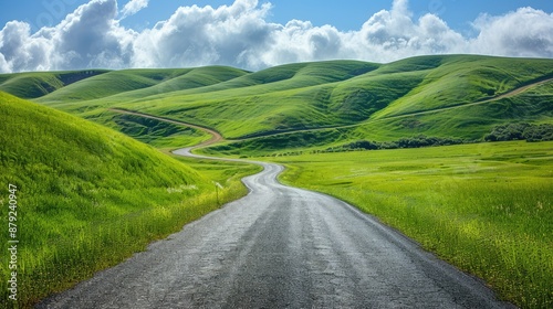 Wallpaper Mural green grass outdoor field landscape with roadway Torontodigital.ca