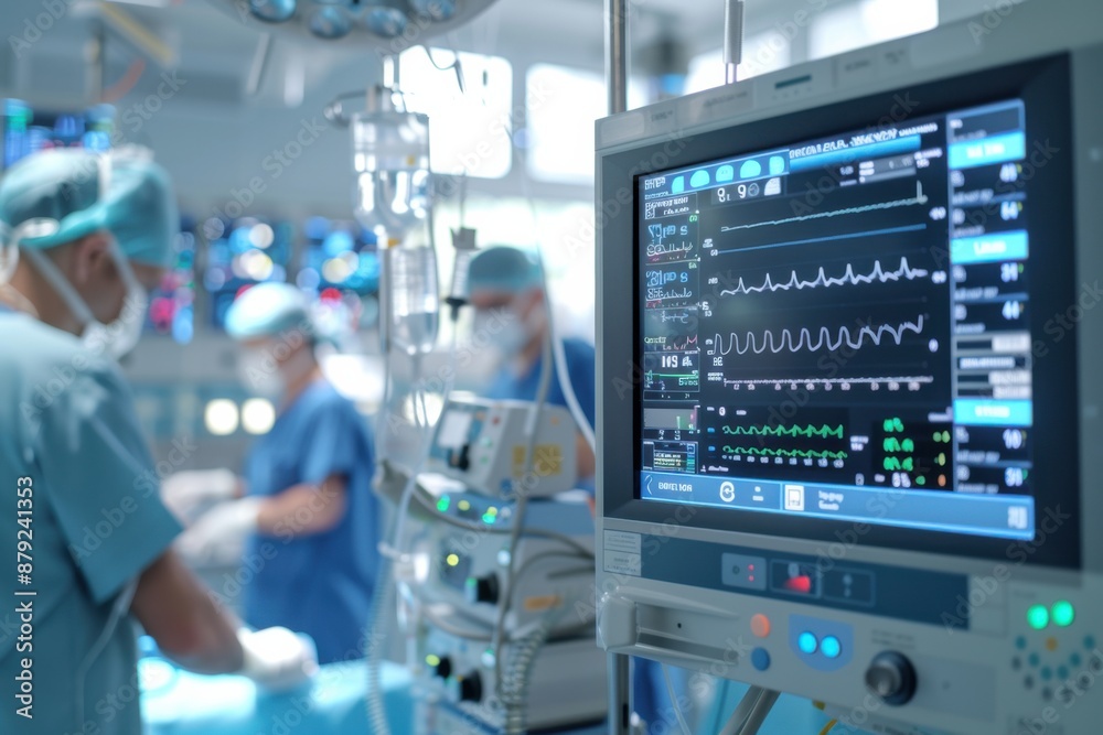 Surgical Team in Operating Room with Vital Signs Monitor Surgical Team in Operating Room with Vital Signs Monitor
