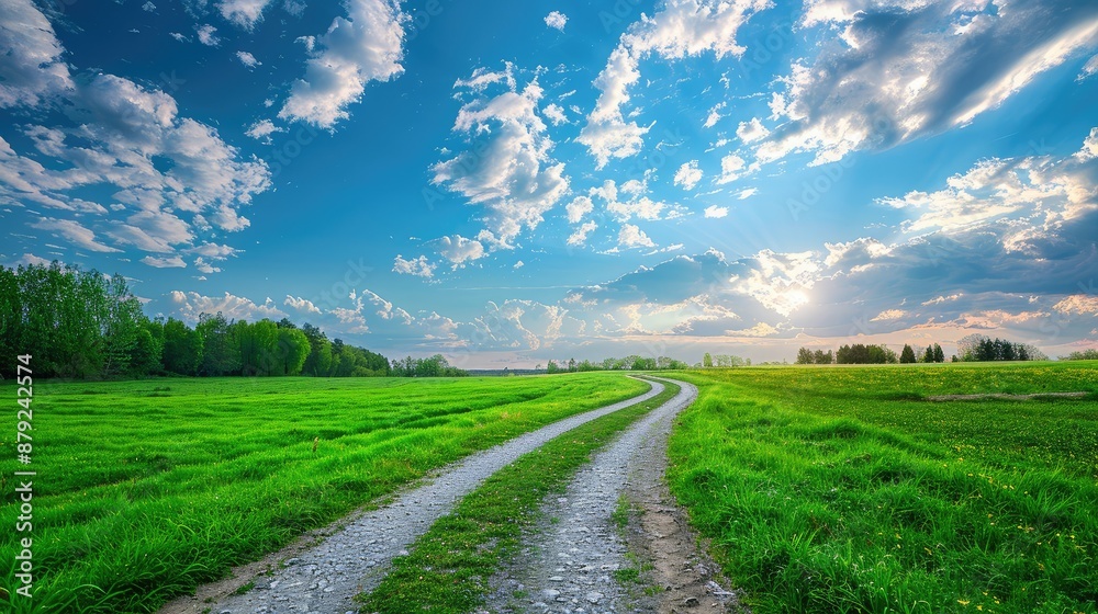 green grass outdoor field landscape with roadway green grass outdoor field landscape with roadway