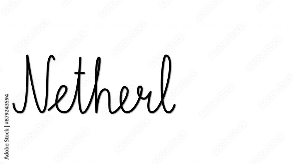 Netherlands word handwriting self drawing animation. Country name writing animated on white background. Netherlands word handwriting self drawing animation. Country name writing animated on white background.