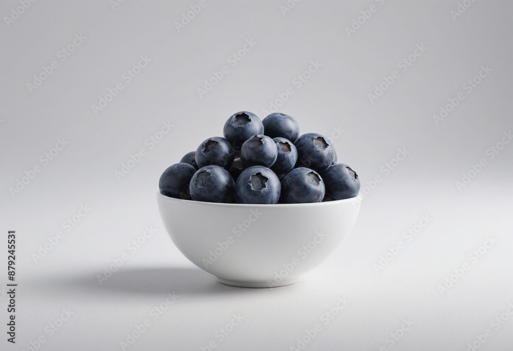 Blueberry, minimalist shot, food photography, clean simple background, advertising shot, volumetric light, white background