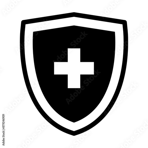  Illustration depicting a black insurance icon on a white background