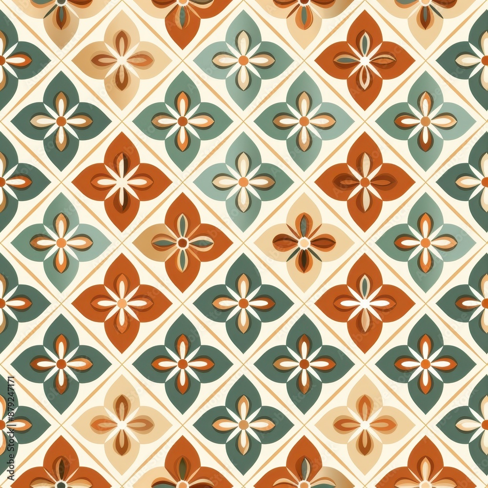 Fototapeta premium Vintage Floral Tile Pattern