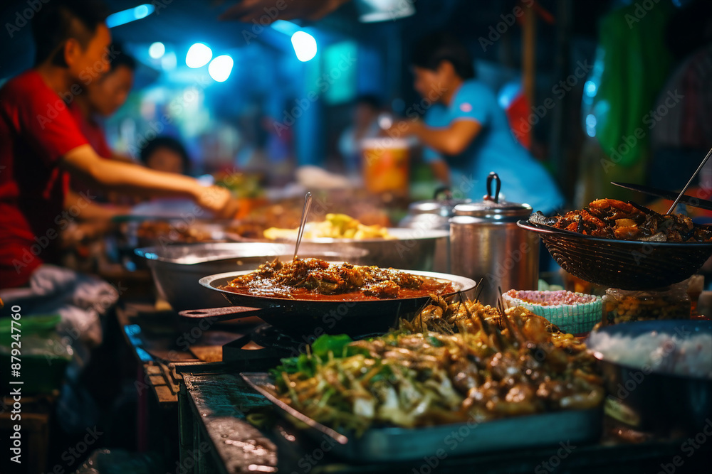 Ai generated image of food festival in small city on evening Ai generated image of food festival in small city on evening