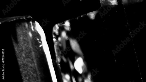 dynamic noise effect with monochrome optic analog distortions for overlay creative effect. grungy noise glass and lens old black and white dynamic overlay with fast motion look