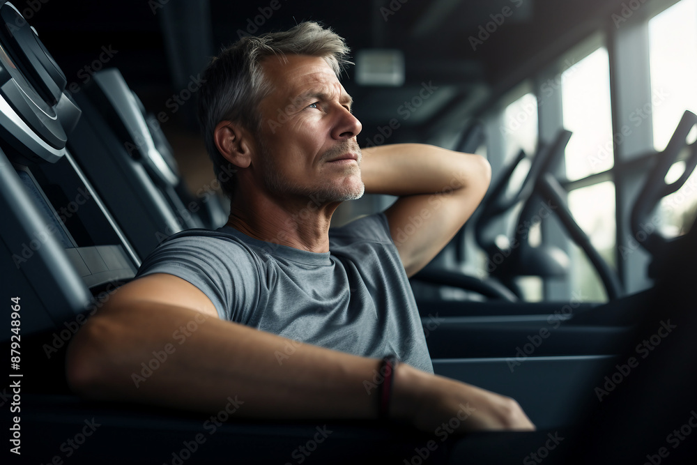 Beautiful elderly people attending gym having healthy lifestyle way of life, modern indoors sports space, Generative AI Beautiful elderly people attending gym having healthy lifestyle way of life, modern indoors sports space, Generative AI