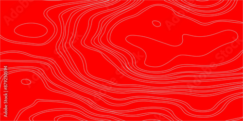 Topographic map design red color.Red mountain contour lines. Topographic terrain. Salmon fillet texture, fish pattern. Vector background with stripes salmon. wavy abstract topographic map contour, lin