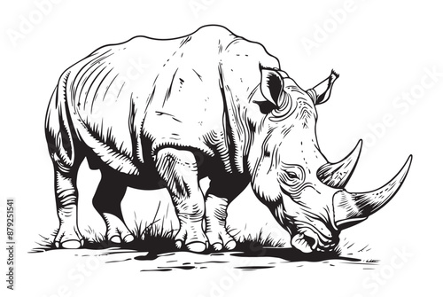 Hand drawn sketch style rhino