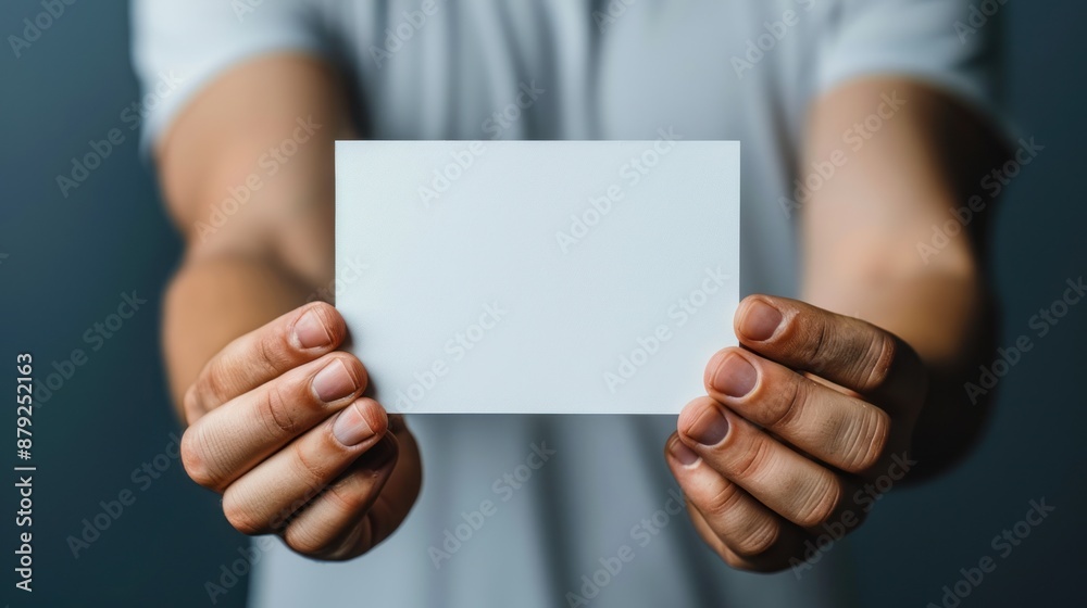 Man Holding a Blank White Card Man Holding a Blank White Card