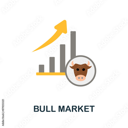 Bull Market flat icon. Colored sign from stock market collection. Creative Bull Market icon illustration for web design, infographics and more