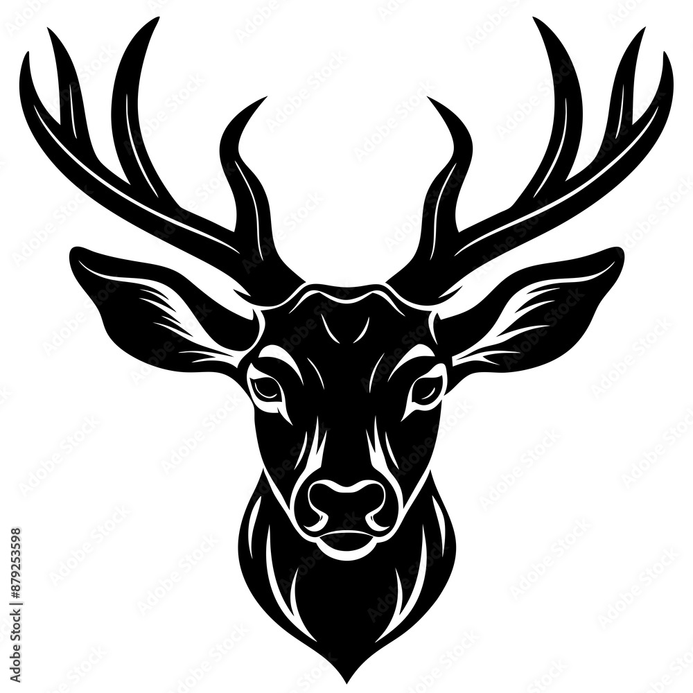 Naklejka premium deer head vector,deer, animal, vector, reindeer, mammal, cartoon, illustration