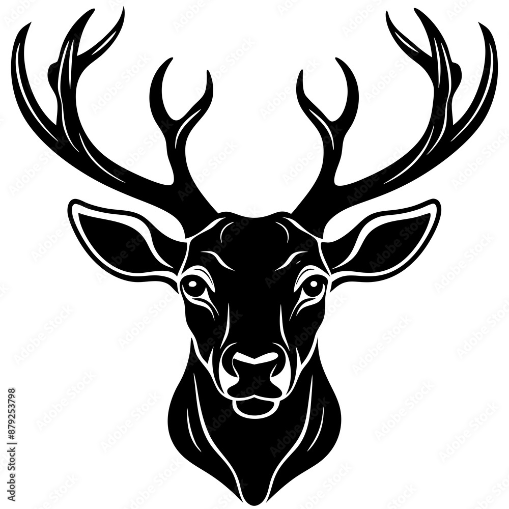 Naklejka premium deer head vector,deer, animal, vector, reindeer, mammal, cartoon, illustration