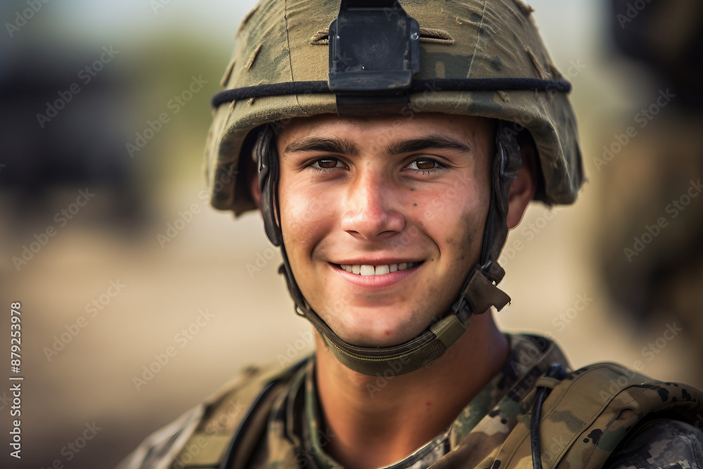 Generative AI illustration of soldier in camouflage uniform Generative AI illustration of soldier in camouflage uniform